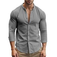 Camisa De Hombre Para Primavera Y Verano Algodón Y Lino Estilo Slim Casual Hawaii Color Sólido Transpirable Tops Versátiles - details 9