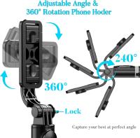 FGNS Palo para Selfie y trípode, Trípode para Smartphone y camara de accion, con Mando a Distancia Bluetooth, Palo para Selfie Trípode Ajustable de 19.2-100 cm, Soporte Giratorio de 360° para movil. - details 3