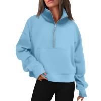 Nueva Sudadera De Mujer Con Capucha Cuello Erguido Otoño Invierno Color Sólido Fleece Manga Larga Bolsillos Cierre Media Pullover Suave - details 17
