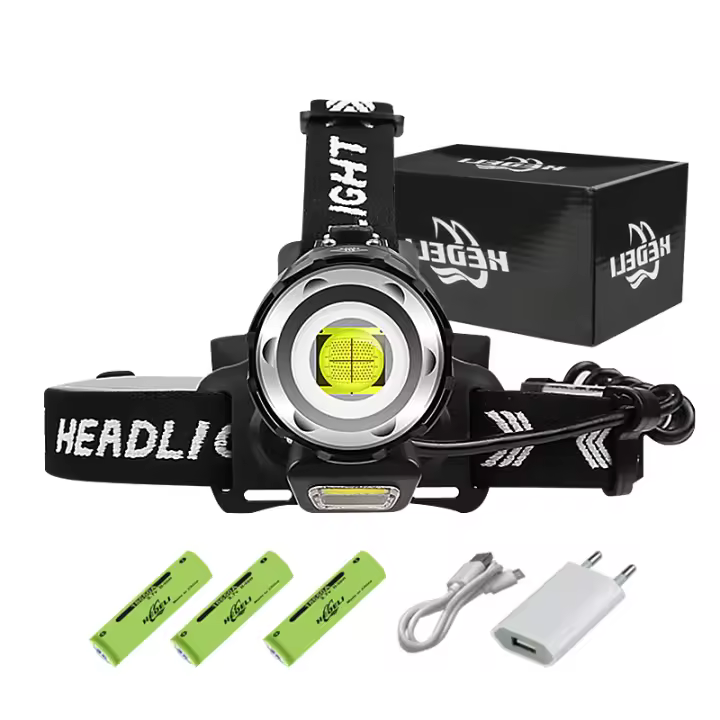 Lámpara Frontal De Pesca Potente Recargable XHP360 1000000LM Luz De Cabeza LED Para Camping Y Senderismo Banco De Energía Incluido Ángulo De Haz 180° Impermeable - 1