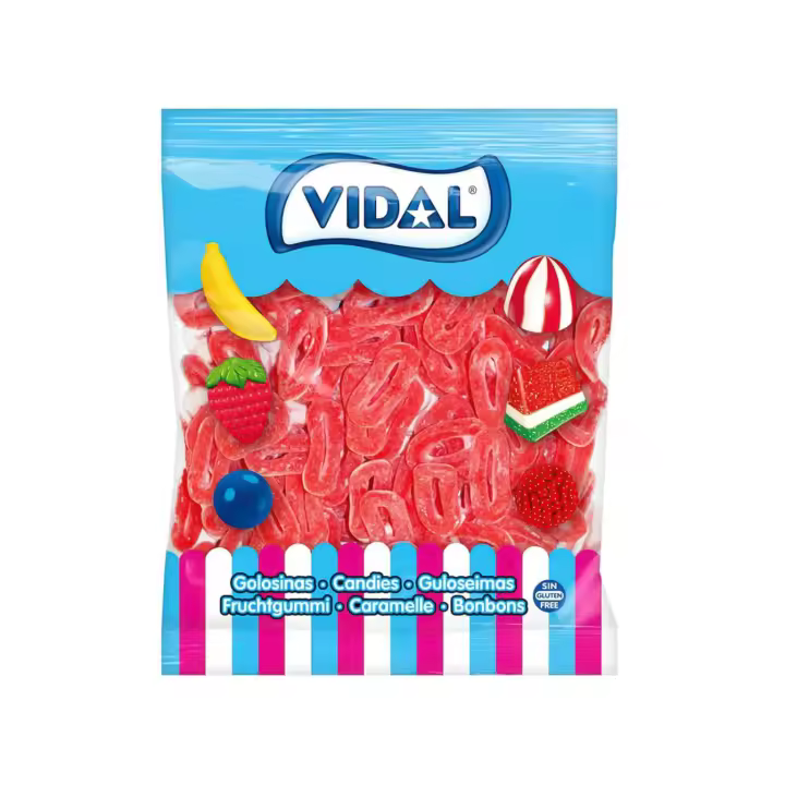 Vidal Aros Fresa nata - Bolsa de 250ud: 1.5 kg - Gominolas, chucherías sin gluten y sin grasa - 1