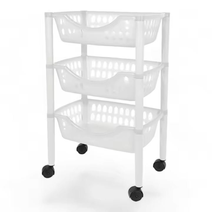 Carro Verdulero de 3 Cestas con Ruedas - Dimensiones 64x40x30cm - Carrito para Organizar Vegetales y Frutas - Organizador de 3 Cestas - KARAWAN. - 1