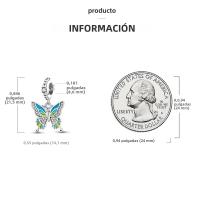 Encanto De Mariposa Plateado En Plata Con Circonia Bola Redonda Colgante Para Pulsera O Collar DIY Joyería De Moda Irregular - details 10
