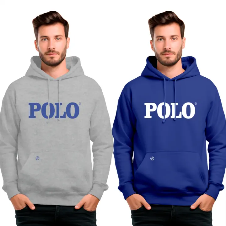 VAYACAMISETA Pack 2 Sudaderas POLO clásica con capucha, disponible en 4 colores, royal, gris, marino y negro, Moda Hombre, Sudadera invierno, Alta Calidad. - 1