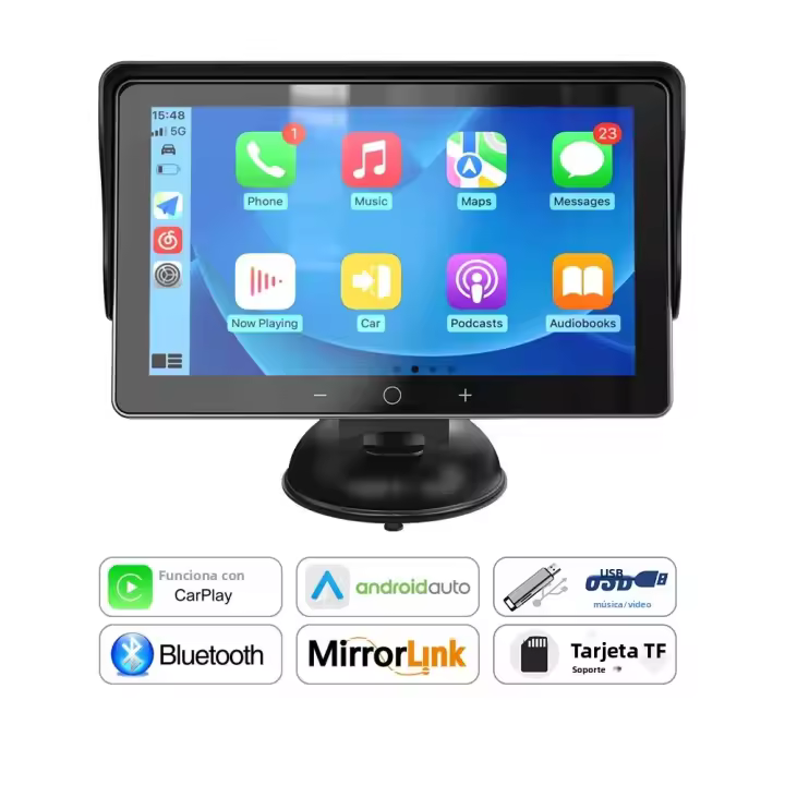 Reproductor Multimedia De Coche Universal 7 Pulgadas Con Pantalla Táctil Carplay Y Android Auto Sin Cable Para VW Nissan Toyota - 1