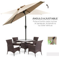 Outsunny Sombrilla de Jardín Ø230x216 cm Parasol de Terraza Basculante Apertura Manual Impermeable para Patio Piscina - details 4