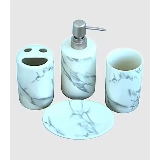 Set wc 4 piezas efecto mármol gris -EkilikuaHome - 1