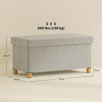 HOMCOM Puff Almacenaje, Banco Almacenaje Plegable, Capacidad de 67 L, 76x38x38 cm, Tapizado en Terciopelo, Baúl de Almacenamiento Dormitorio, Carga 120 kg, para Sala de Estar, Entrada - details 2
