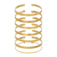 Juego De 7 Pulseras De Cuff De Metal Para Mujer Elegantes En Oro Y Plata Abiertas Moda Bohemia Joyería De Fiesta Trendy - details 5