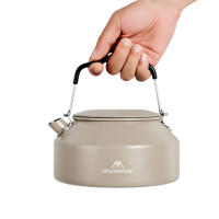 Hervidor De Agua De Viaje Ultraligero De 1.4L Con Manija Para Estufa Café Metal Suministros De Mesa Color Khaki Verde Negro - details 13