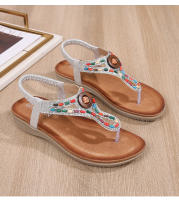 CA Sandalias de tacón de cuña huecas de gran tamaño 2025 con diamantes de imitación, zapatos bohemios cómodos para mujer, verano 363- - details 39