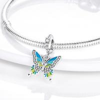 Encanto De Mariposa Plateado En Plata Con Circonia Bola Redonda Colgante Para Pulsera O Collar DIY Joyería De Moda Irregular - details 9