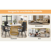 Ensemble de Calle à pesebre 5 pièces®RisingFF, 4 Chises, Plateau de Table en MDF or Blanc, chises de Calle à pesebre gris foncéEnsemble de Table à pesebre, 5 pièces, No 4 Chises, Ø 80 cm, O Blanc en MDF Noyer, Sillas en velours - details 4