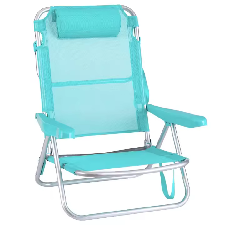 Silla de playa baja con cojín y reclinable 4 posiciones convertible en tumbona Lola Home - 1