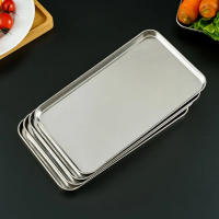 Plato De Servicio De Acero Inoxidable Rectangular Para Alimentos Bandeja Para Comida Organizador De Alimentos Presentación De Arroz Y Fideos - details 3
