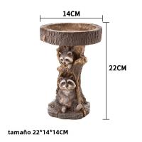 Bañera De Pájaros De Resina Raccoon Estilo Antiguo Para Jardín Animal Escultura Ornamento Para Casa Y Jardín Material Poliresina - details 5