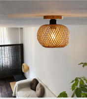 Lámpara De Techo Tejida De Bambú Retro Para Restaurante Y Sala De Estar Iluminación LED Ajustable Decorativa Fijación En Techo E27 - details 7