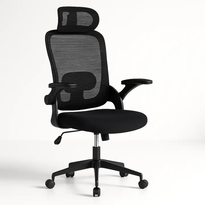 Silla de Oficina T-Lovendo Ergonómica con Reposacabezas, Reposabrazos Ajustables y Soporte Lumbar, Respaldo de Malla Transpirable, Altura Regulable, Ideal para Trabajo en Casa o Estudio - 1