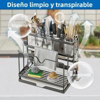Organizador De Cocina De 5 En 1 Montado En La Pared Acero Inoxidable Resistente Hasta 20lbs Para Cuchillos Y Tablas De Cortar - details 1