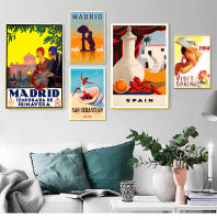 Pintura En Lienzo De Viaje a Madrid Y San Sebastián Estilo Vintage Calcomanías De Pared Recubrimiento Para Decoración Del Hogar Regalo - details 1