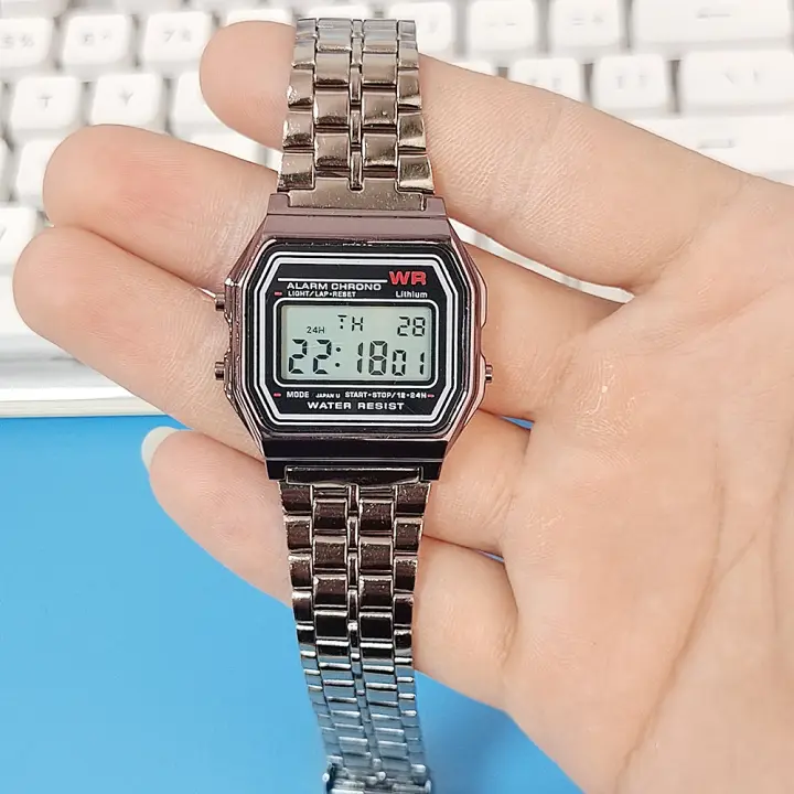 Reloj Digital Elegante Para Mujer En Oro Y Plata De Acero Inoxidable Reloj De Pulsera Electrónico Para Negocios Y Hombres - 1