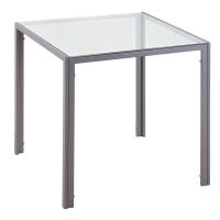 HOMCOM Mesa de Comedor de Cristal, Mesa Rectangular para 4 Personas con Patas de Metal, para Cocina, Salón, 75x75x75 cm, Gris - details 0