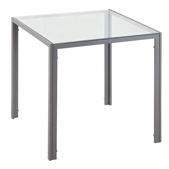 HOMCOM Mesa de Comedor de Cristal, Mesa Rectangular para 4 Personas con Patas de Metal, para Cocina, Salón, 75x75x75 cm, Gris - 1