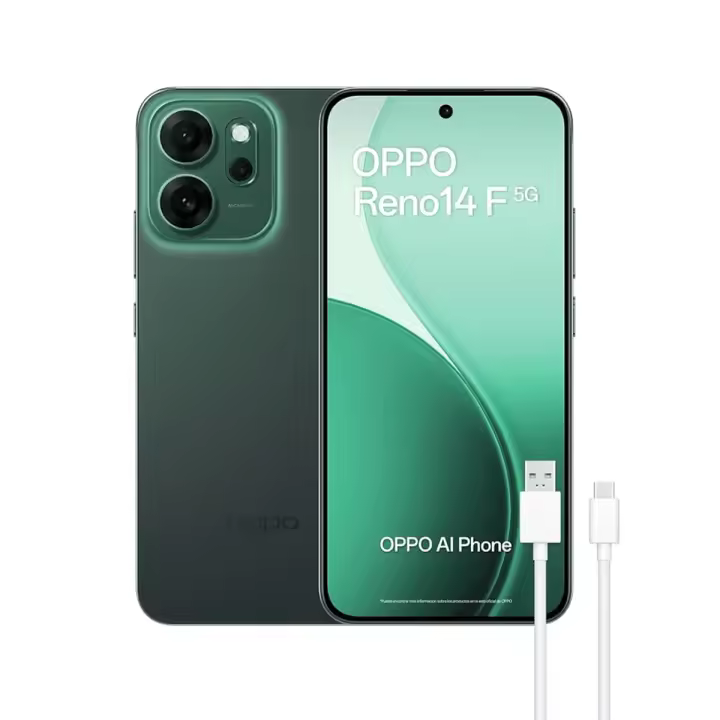 OPPO Reno14 F 5G - 8GB + 256GB, Pantalla 6.57", Cámara 50+8+2 MP, IP68, 6000 mAh - Verde - 1