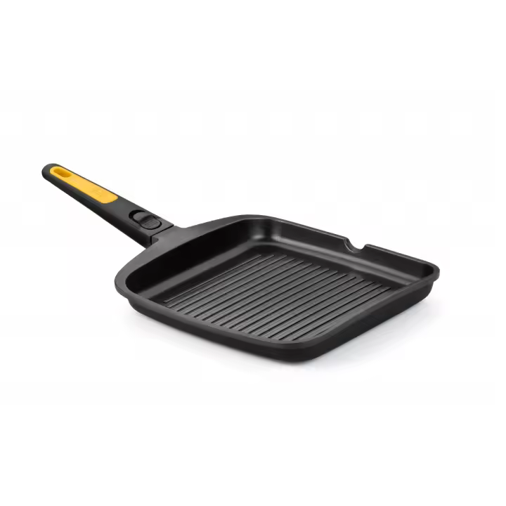 Bra - Grill con Rayas Fast Click, 28 cm, Parrilla Asar, Aluminio Fundido, Apto Inducción y Horno, Mango Desmontable - 1