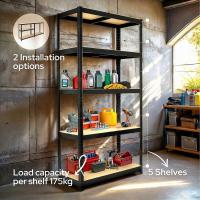 AREBOS Estantería Pesada 180 X 90 X 40 Cm | 875kg Capacidad de Carga | 0,63 Mm | 5 Tableros MDF | Estantería de Almacenaje | Estantería Sin Tornillos | Estantería de Taller | Negro - details 8