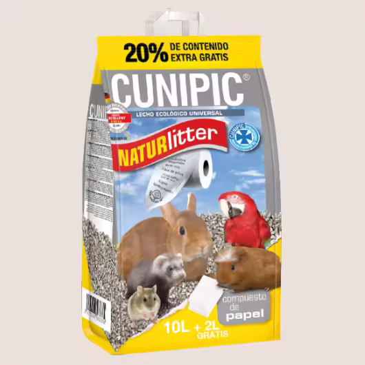 Lecho ecologico de papel reciclado Naturlitter de Cunipic para roedores y aves 10+2 L / 25+5 L - 1
