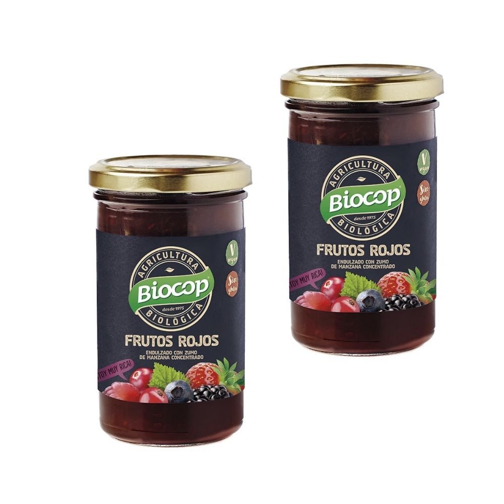 Compota de frutos rojos Packs 2 Sin gluten Vegana Biocop