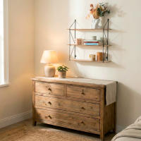 Max Home - Estantería de pared, rectangular, 50x12x49 cm, peso máximo 6 kg, 3 baldas, para colgar, estructura metálica negra, efecto madera natural, para salón, recibidor, baño, dormitorio - details 4