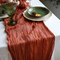Corredor De Mesa Semi Transparente De Gauze Para Boda Fiesta De Cumpleaños Baile De Primavera Navidad Decoración De Banquete - details 10