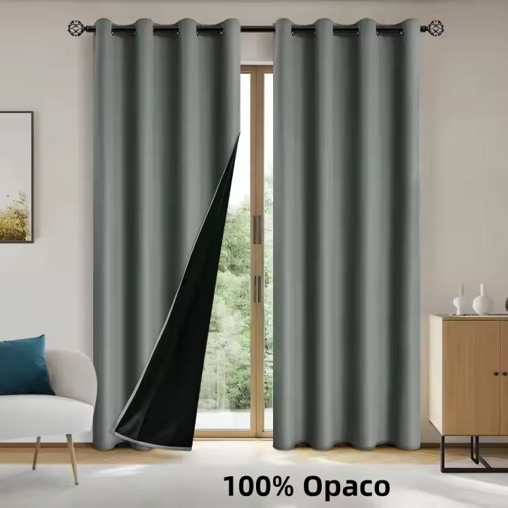 Cortinas De Blackout 100% En Color Sólido Para Protección Solar Y Aislamiento Total Para Dormitorio Y Sala De Estar - 1