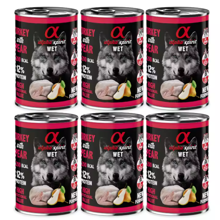 Alpha Spirit Grain Free Pavo con Pera Latas 400gr [Bliste de 6 unidades) Comida húmeda para perros - 1