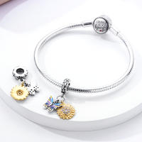 Encanto De Mariposa Plateado En Plata Con Circonia Bola Redonda Colgante Para Pulsera O Collar DIY Joyería De Moda Irregular - details 94