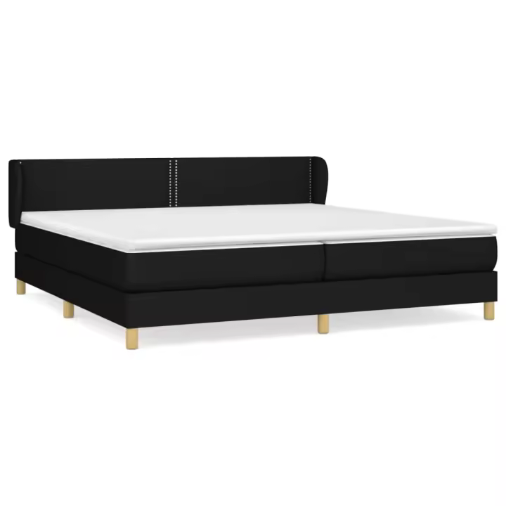 vidaXL Cama box spring con colchón tela negro 200x200 cm - 1
