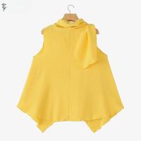 ZANZEA Camiseta Para Mujer Verano Tops 2025 Sólida Sin Mangas Asimétrica Casual Suelta Con Cuello Redondo Y Scaro - details 5