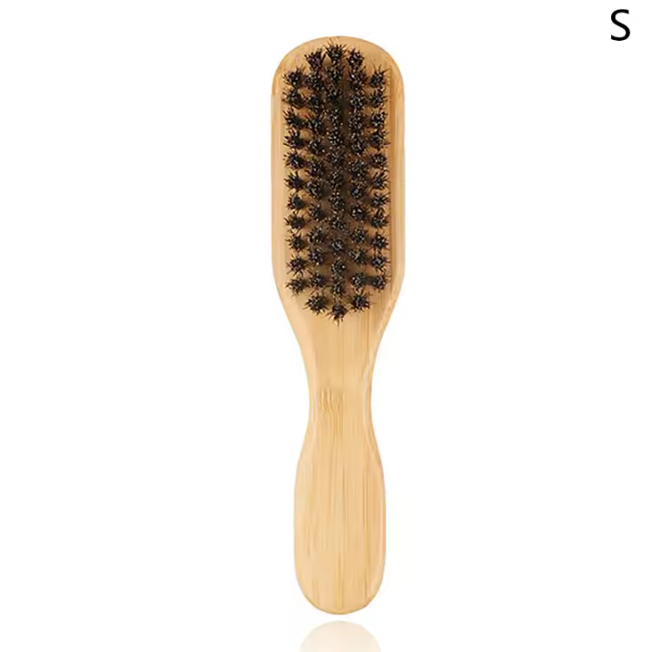 Cepillo De Limpieza Para Barba Con Mango De Madera Y Pelo De Cebo Anti Estático Herramienta De Peinado Para Hombres Cepillo De Afeitar Para Peluquero - 1