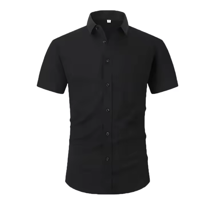 Camisa Corta De Algodón Para Hombres Estilo Casual Playa Color Sólido Cuello En V Talla Grande En Verano - 1