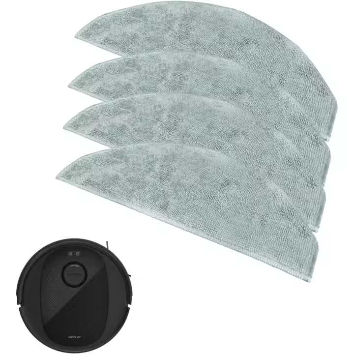 Roboparts® Recambios Compatibles con Cecotec Conga Y80 / Y80 Xtreme. Pack 4 Mopas de Fregado de Repuesto para Robot Aspirador - 1