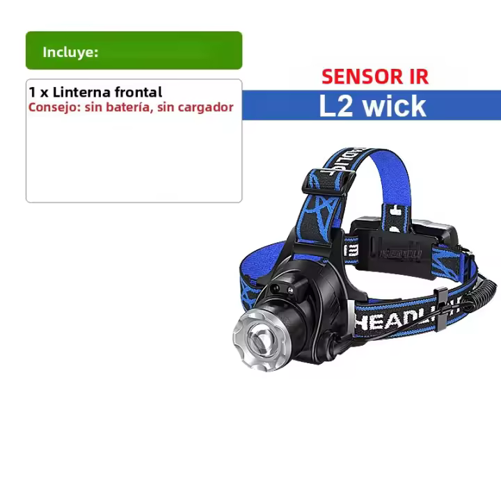 Linterna Frontal LED Ultra Potente 800W Recargable Con Sensor IR Para Pesca Y Camping Luz De Correa 3000M Brillo Alto 60° Ángulo De Haz Impermeable - 1