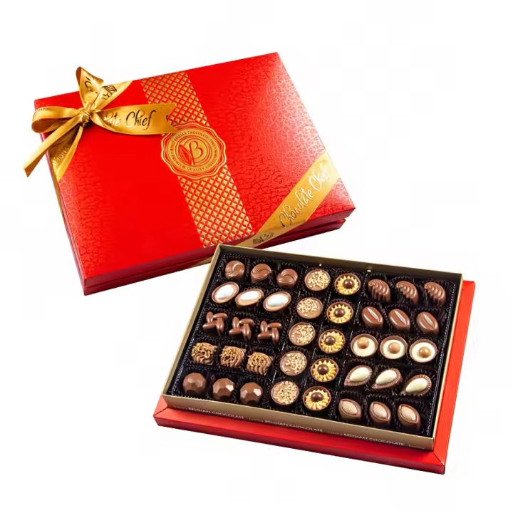 BOLÇI DIAMOND ROJA 285 g. ESTUCHE CON 40 BOMBONES DE CHOCOLATE NEGRO, CHOCOLATE CON LECHE Y CHOCOLATE BLANCO - 1
