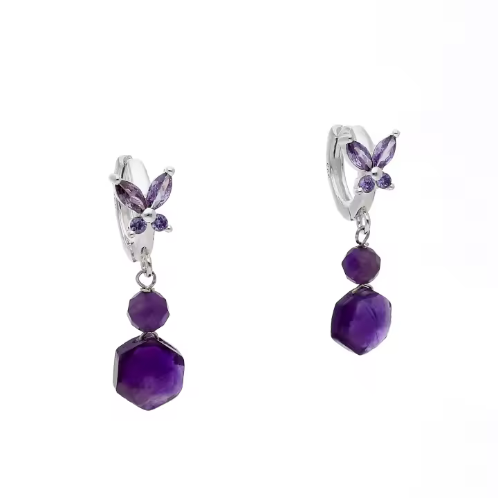 Castellano Joyeros - Pendientes Plata Ley 925 Mariposa y Amatista - 1
