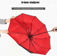 Paraguas Automático De Doble Capa Resistente Al Viento Para Adultos Paraguas Plegable Tríptico Con Tubo De Hierro Y Recubrimiento Negro - details 13