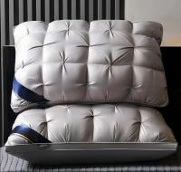 DECODEKO-Almohada de lujo con calidad de hotel 5 estrellas, soporte cervical para un sueño profundo. Almohada de alta densidad, mullida y resistente al hundimiento para todas las estaciones, con funda de satén blanco y relleno de poliéster 100%. - details 3