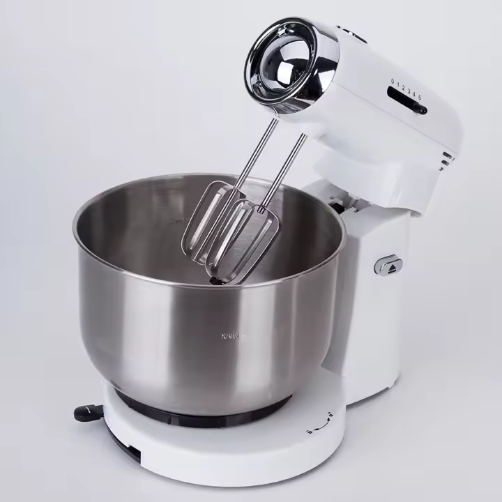Jata Amasadora y Mezcladora con Bol de Acero Inoxidable de 3,5 l 5 Velocidades Base Giratoria Deslizador para Ajustar el Bol 2 Espirales para Amasar y 2 Varillas para Mezclar - MZ670 - 1