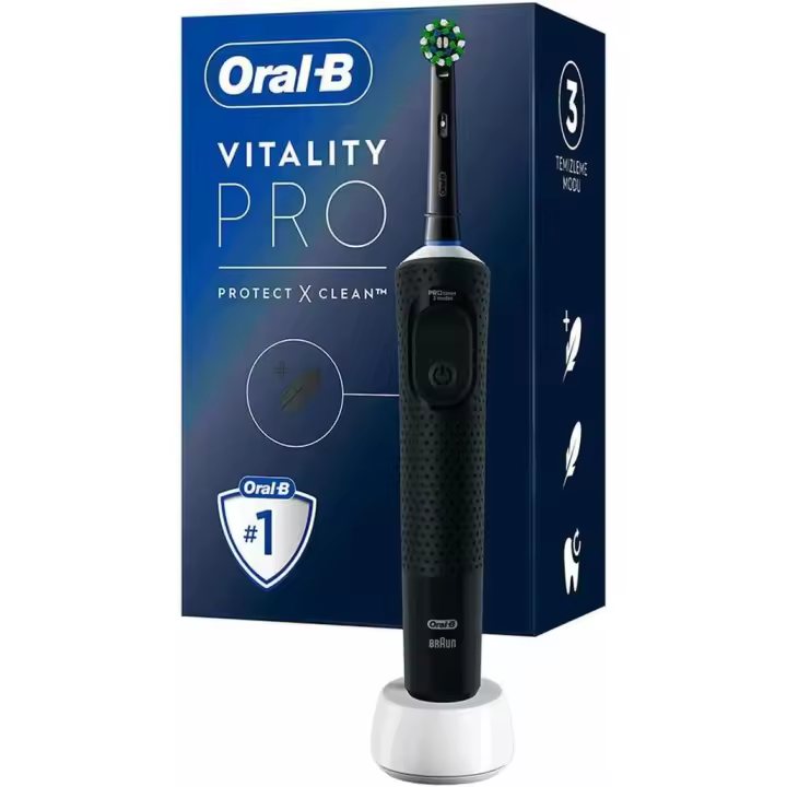 Oral-B Vitality Pro Cepillo de Dientes Eléctrico con Mango Recargable y 1 Cabezal - Negro - 1