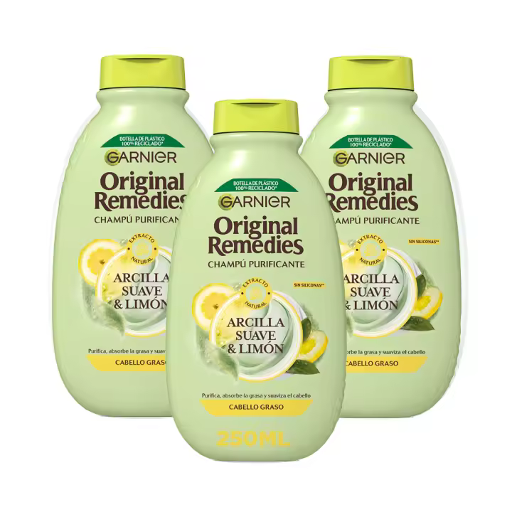 Garnier | Original Remedies Arcilla Suave y Limón Champú Purificante para Pelo Graso - 1